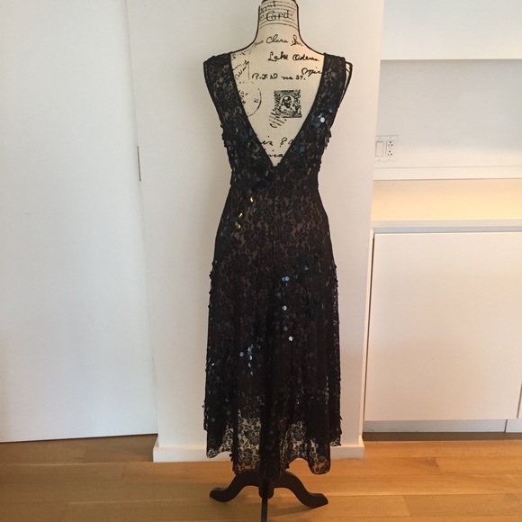 SOLD Tracy Reese Metallic Lace Midi Dress - Picture 3 of 6